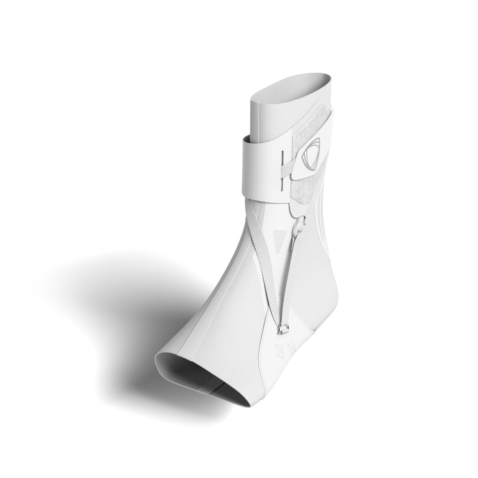 The BetterGuard 2.0 best ankle brace for all sports ankle support. White ankle brace. 3/4 view no sock.