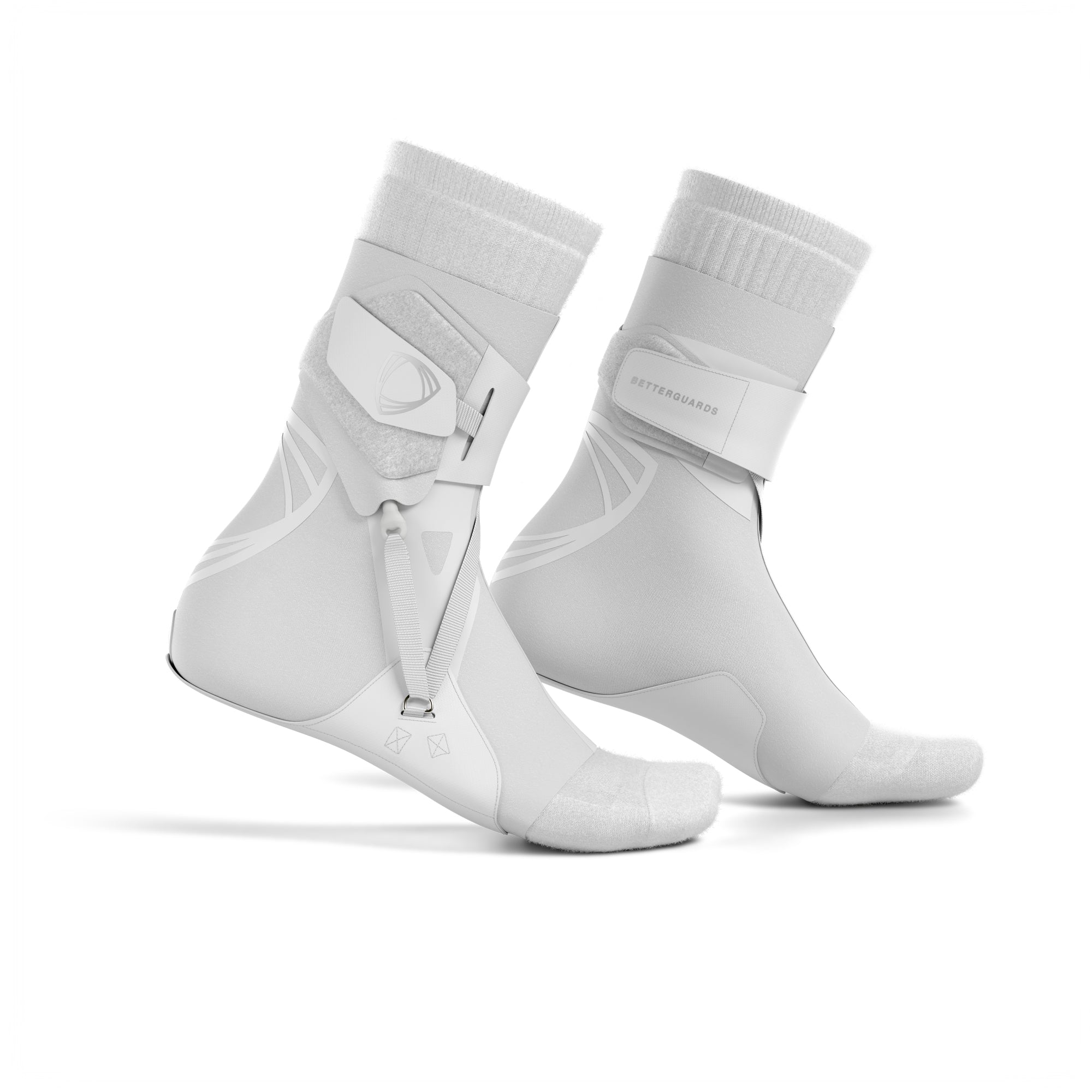 The BetterGuard 2.0 best ankle braces for all sports ankle support. White ankle braces. Side view.