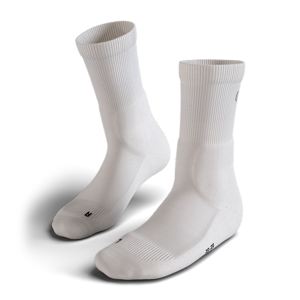 White crew-length cushioned sports socks #accessory size_s