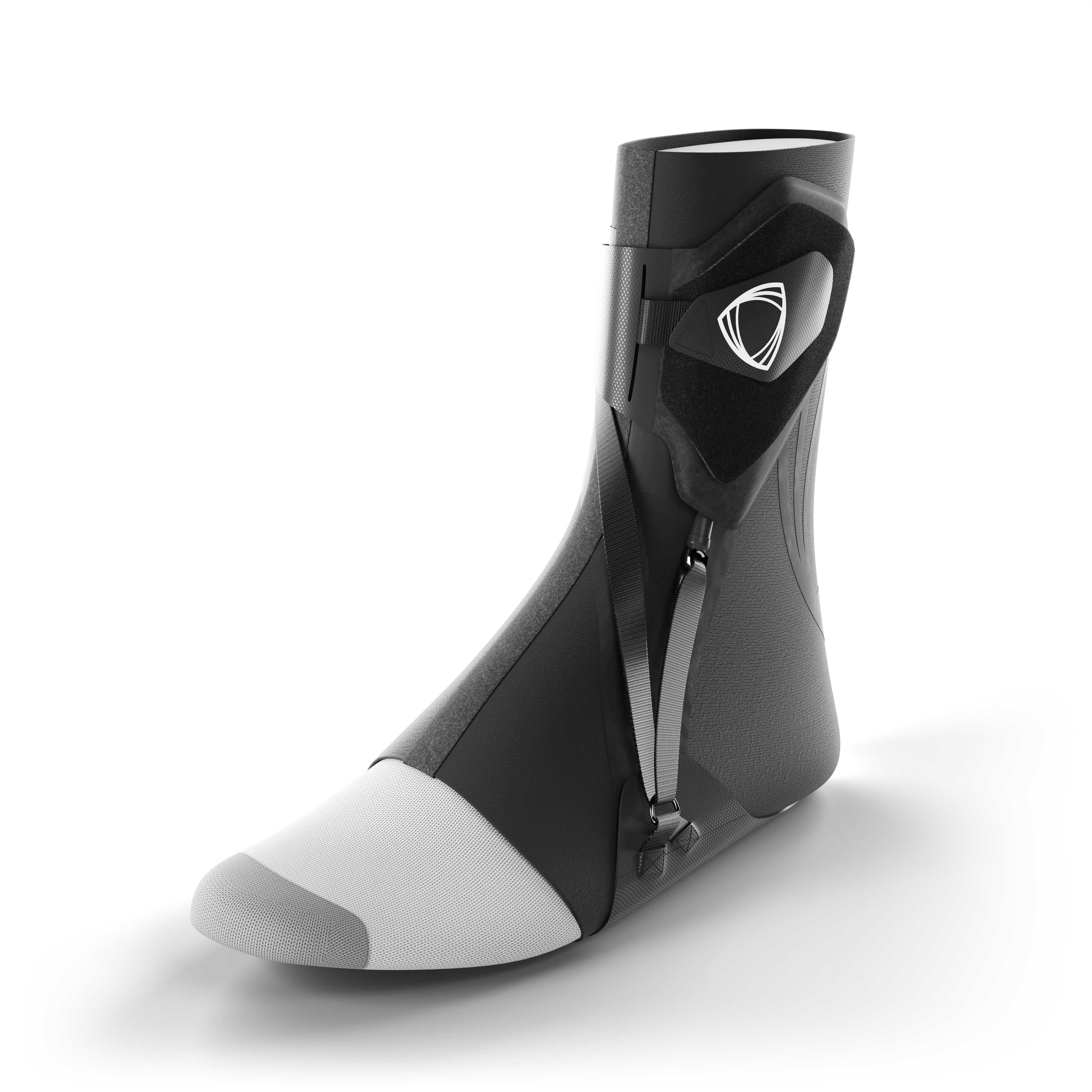 Black ankle support brace 3/4 view