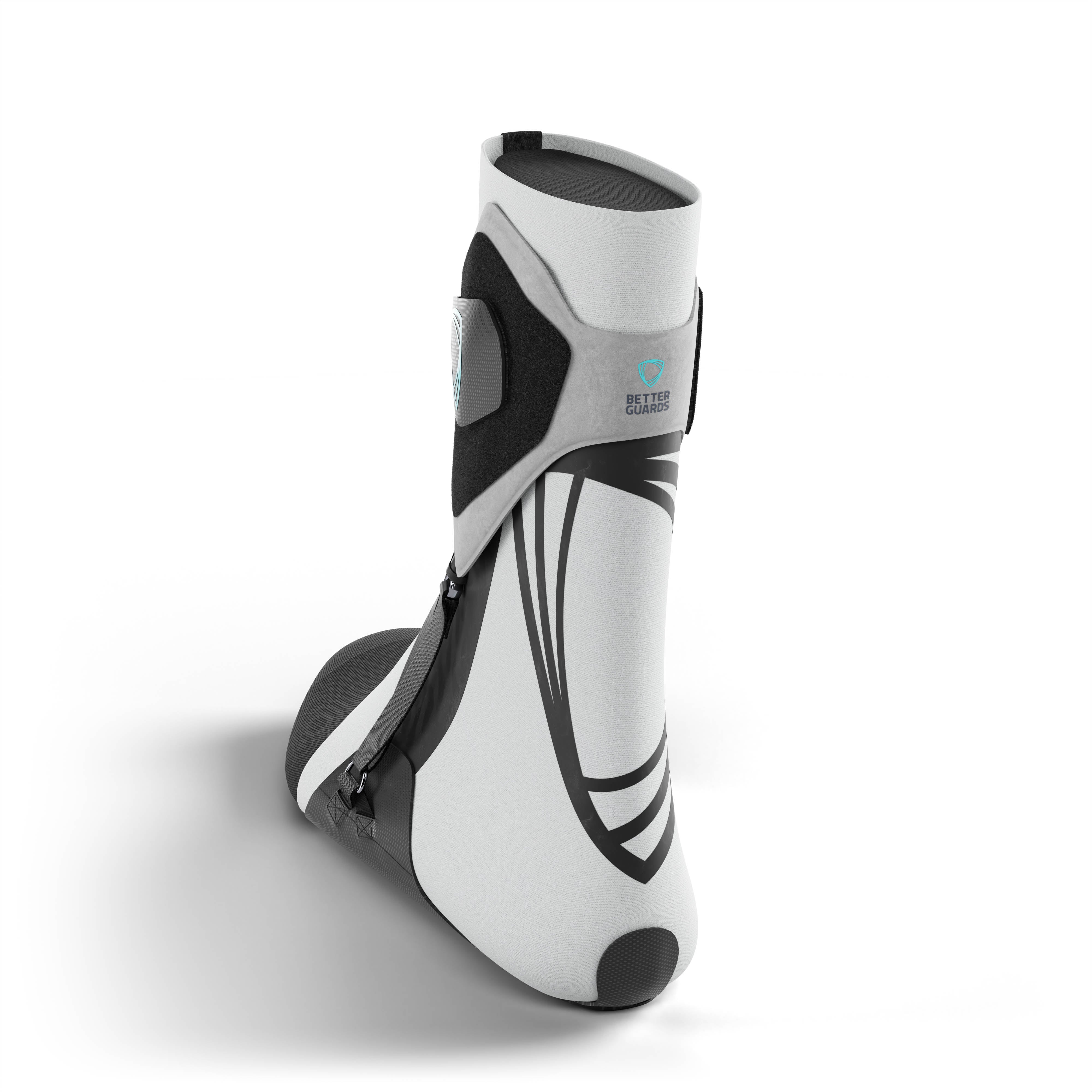 Gray ankle support brace. Back view.