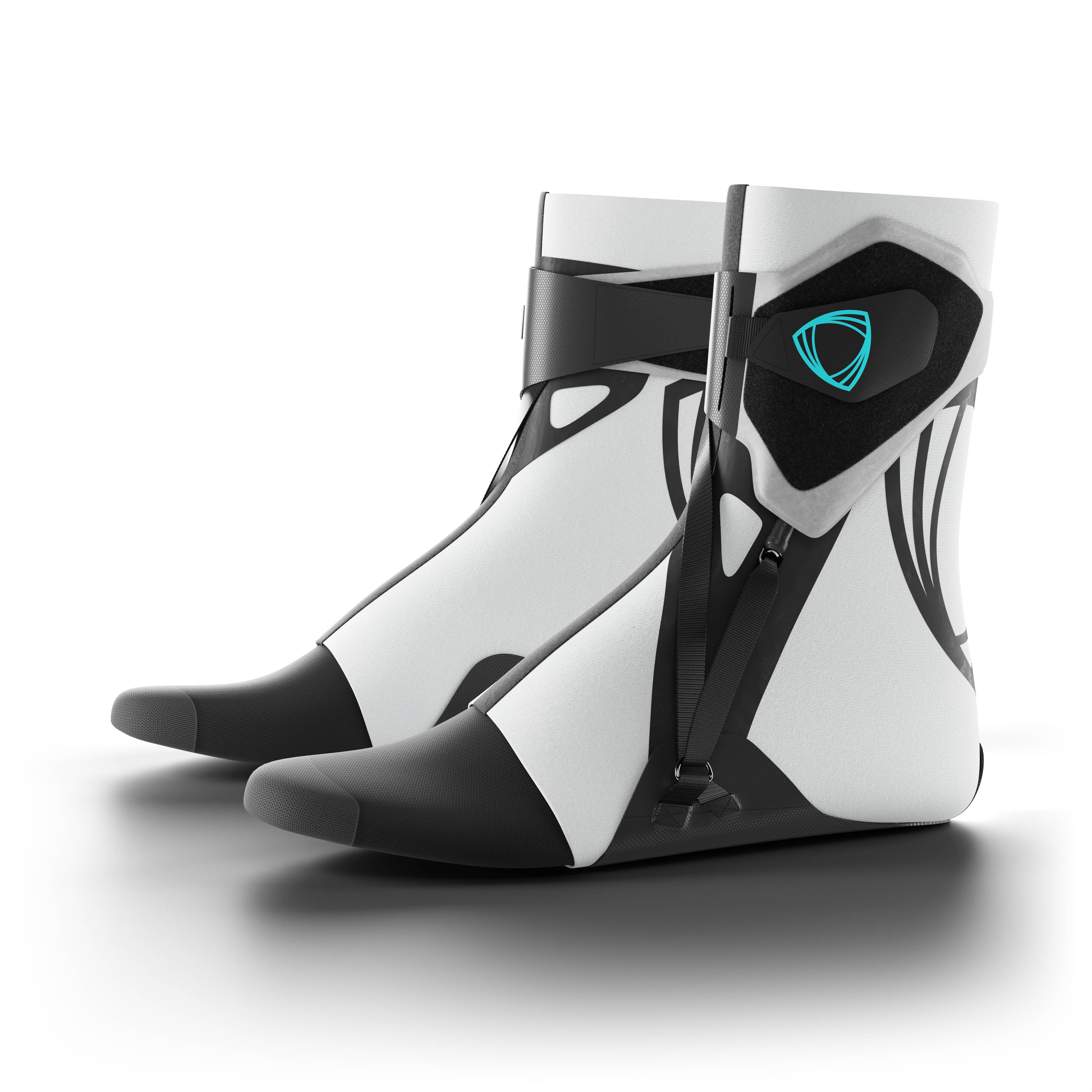 Pair of gray ankle support braces