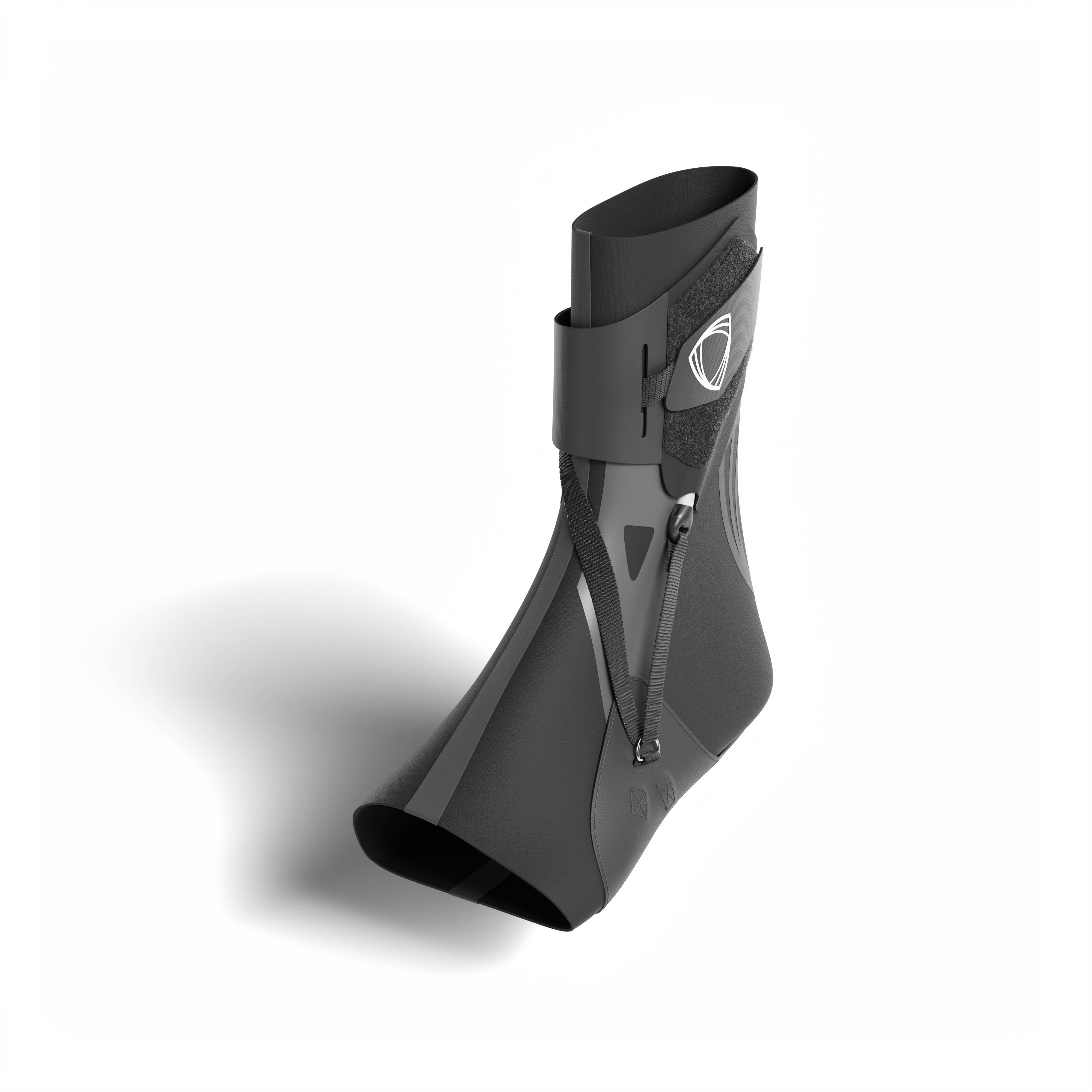 The BetterGuard 2.0 best ankle brace for all sports ankle support. Black ankle brace. 3/4 view no sock.