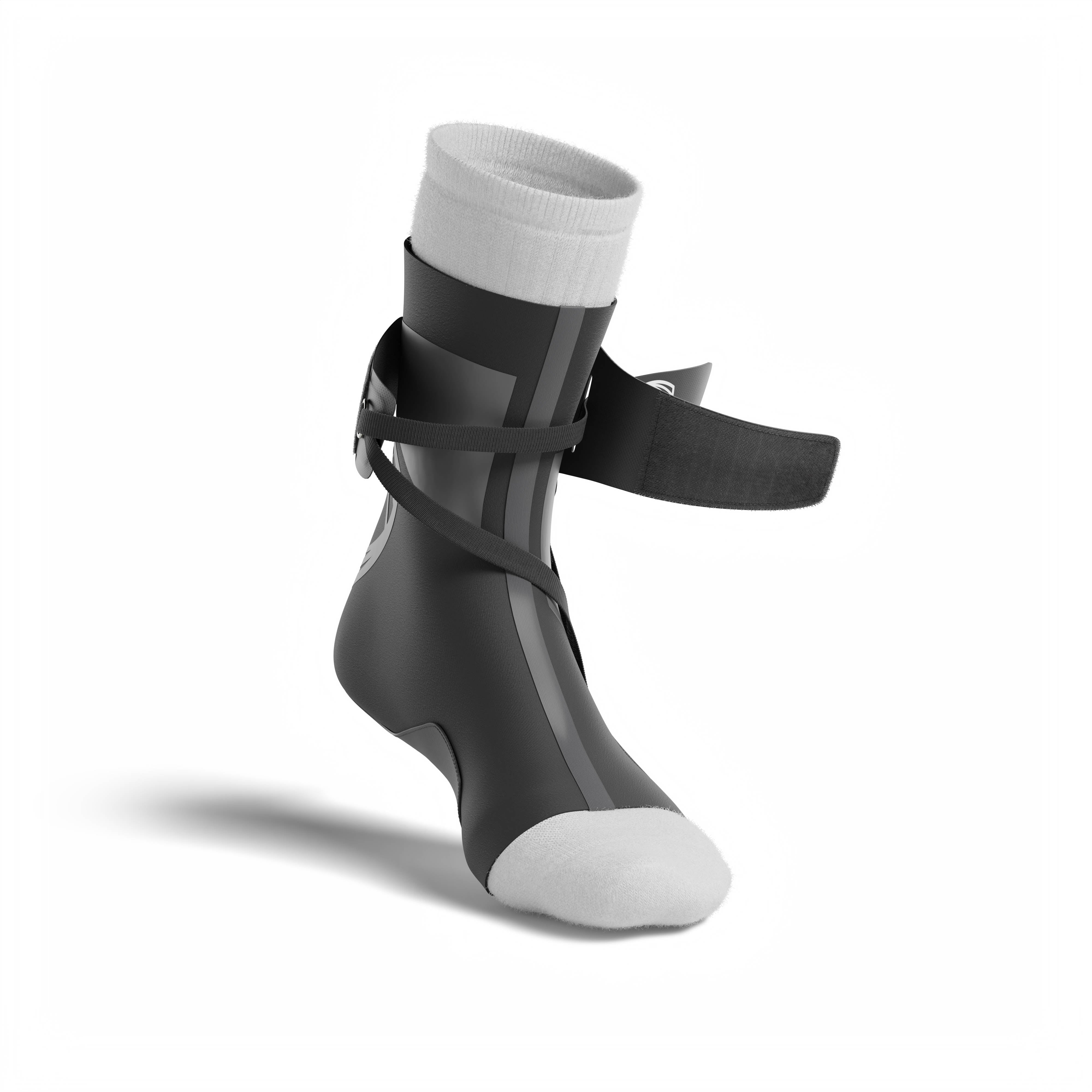 The BetterGuard 2.0 best ankle brace for all sports ankle support. Black ankle brace. 3/4 view open.