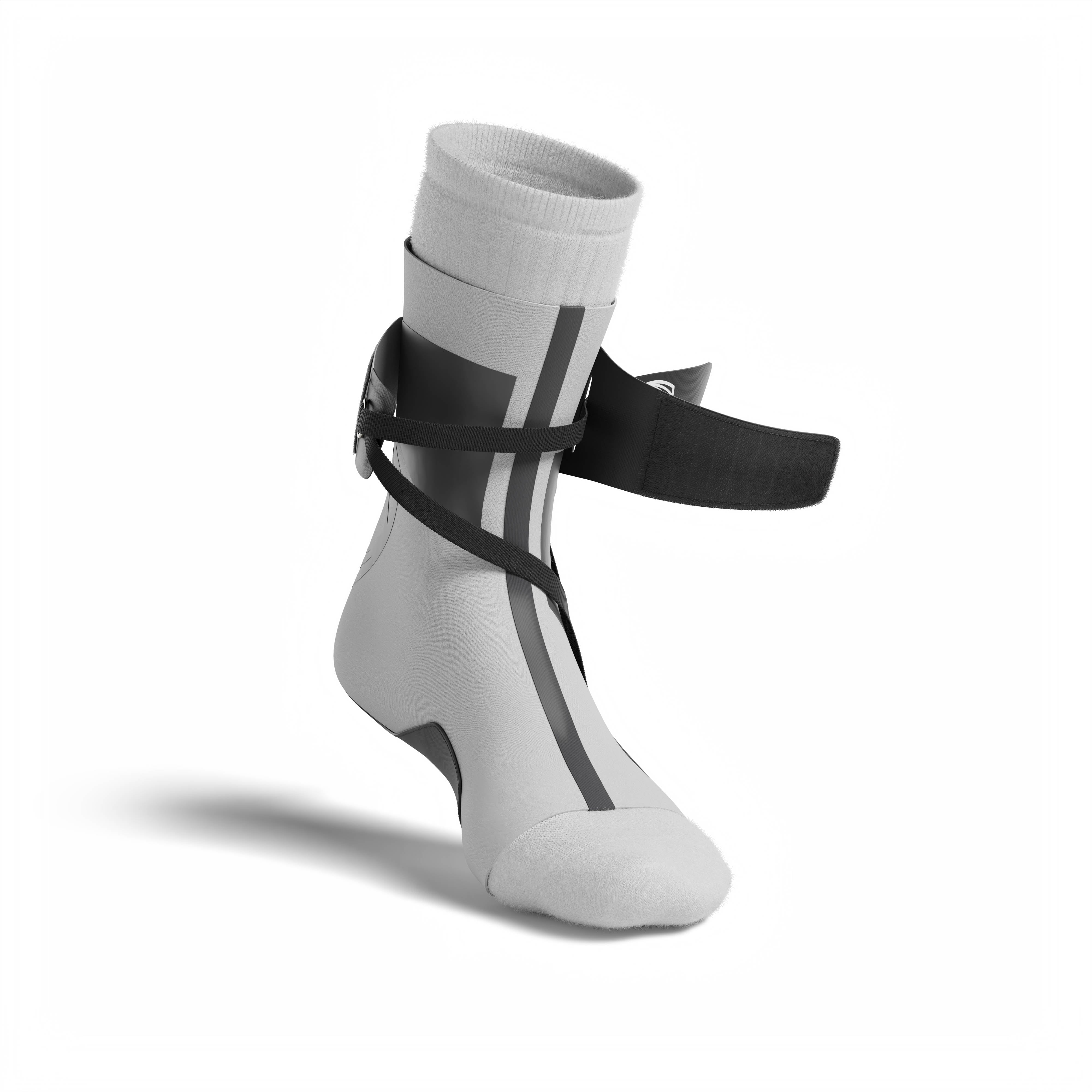 The BetterGuard 2.0 best ankle brace for all sports ankle support. Gray ankle brace. 3/4 view open.