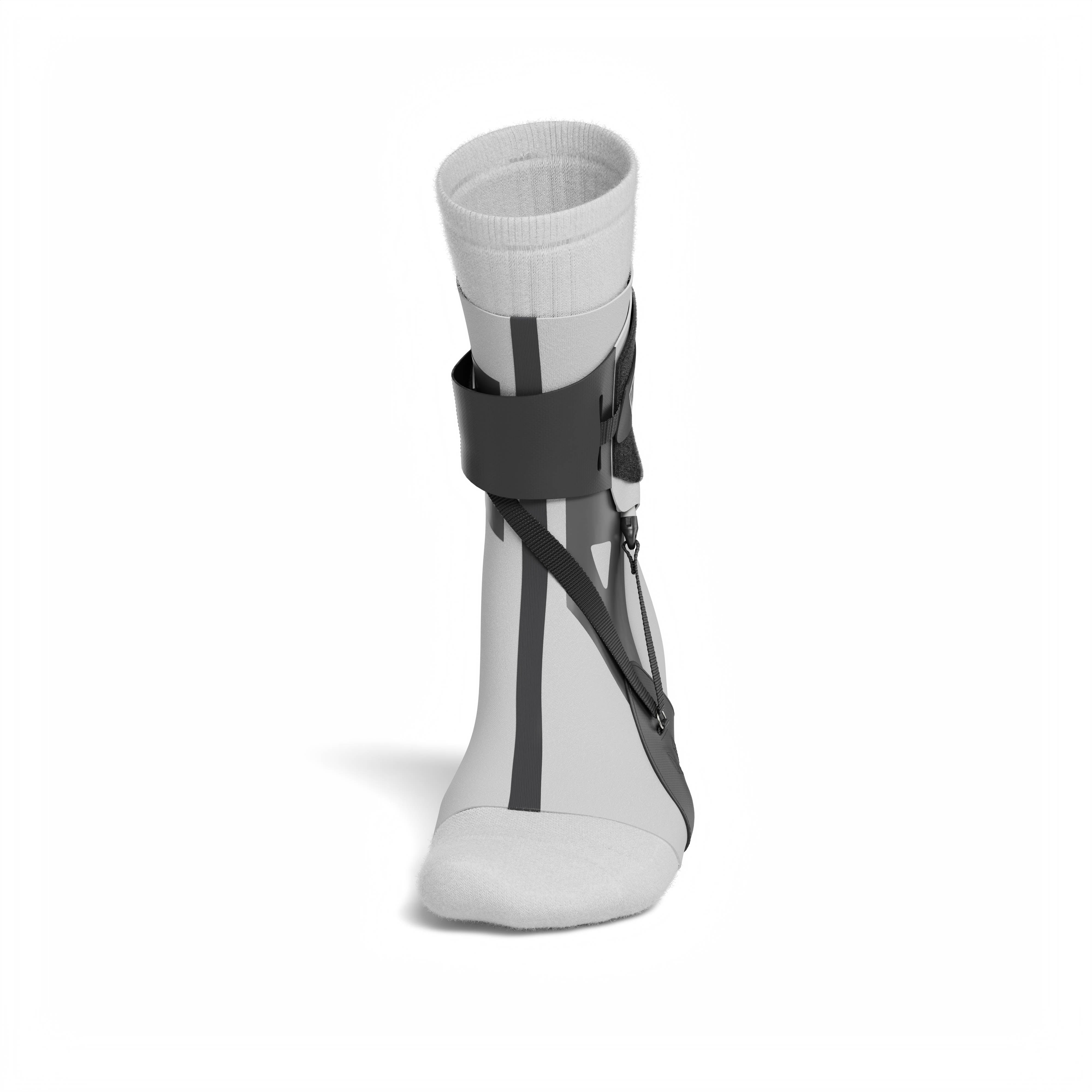 The BetterGuard 2.0 best ankle brace for all sports ankle support. Gray ankle brace. Front view.