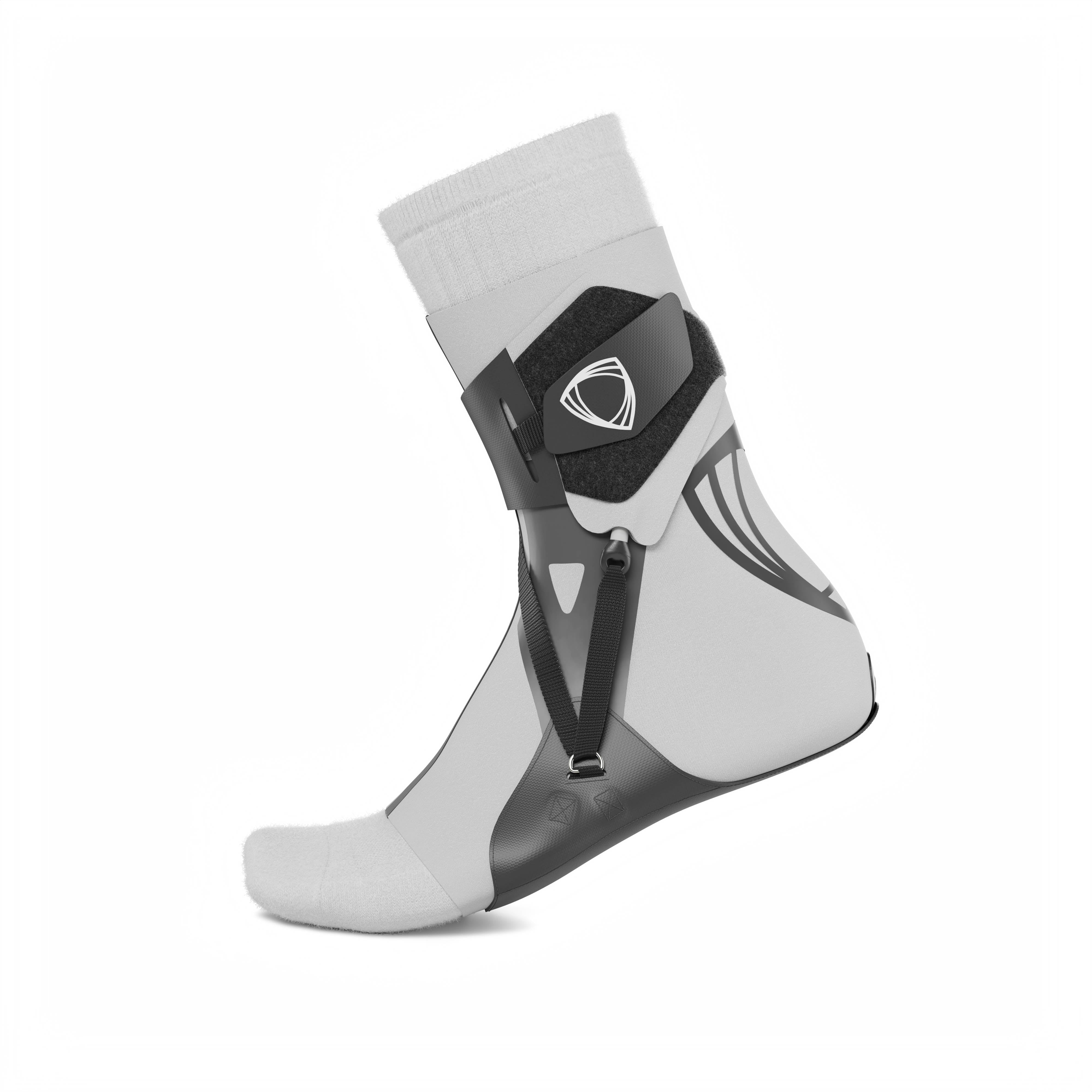 The BetterGuard 2.0 best ankle brace for all sports ankle support. Gray ankle brace. Lateral side view.
