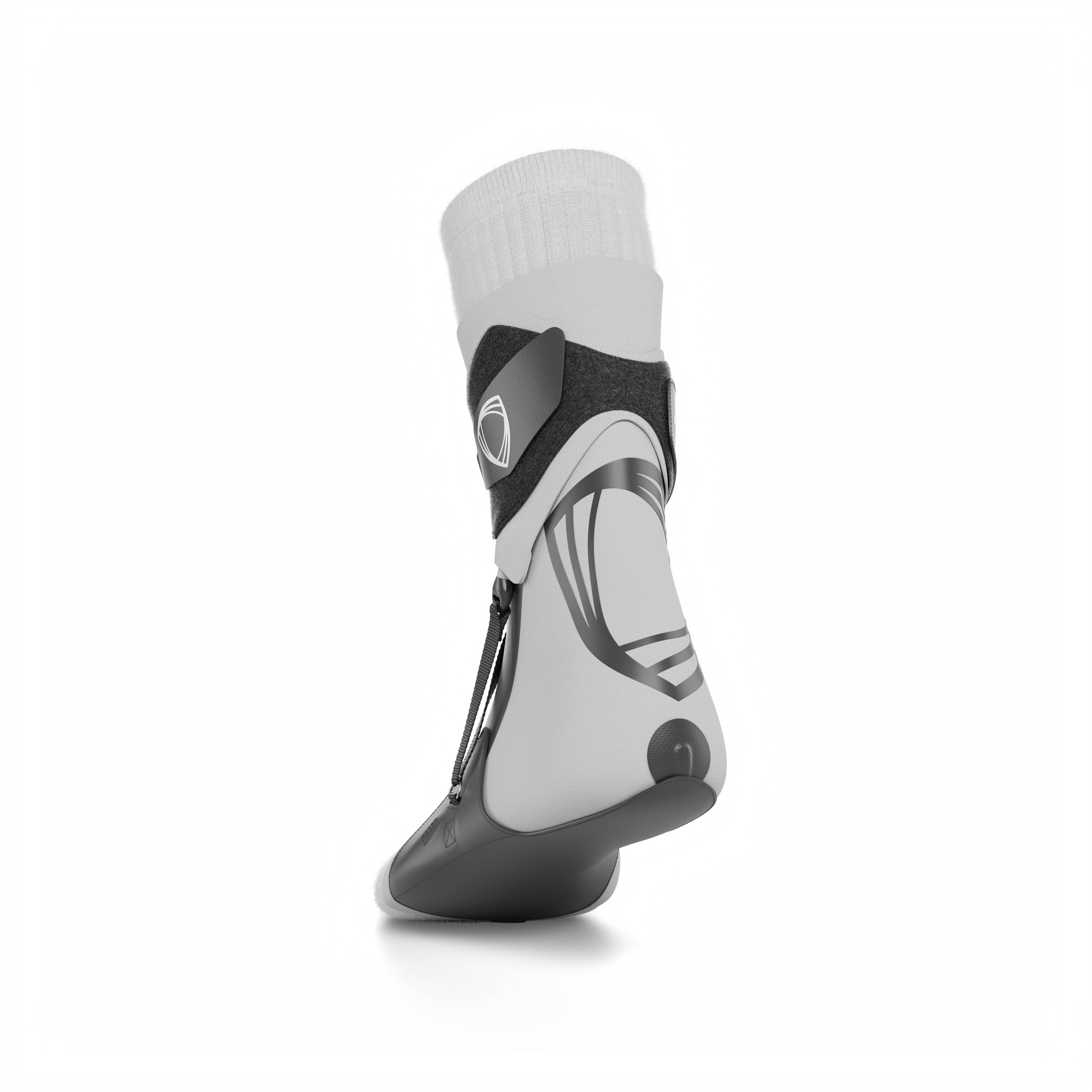 The BetterGuard 2.0 best ankle brace for all sports ankle support. Gray ankle brace. Back view.