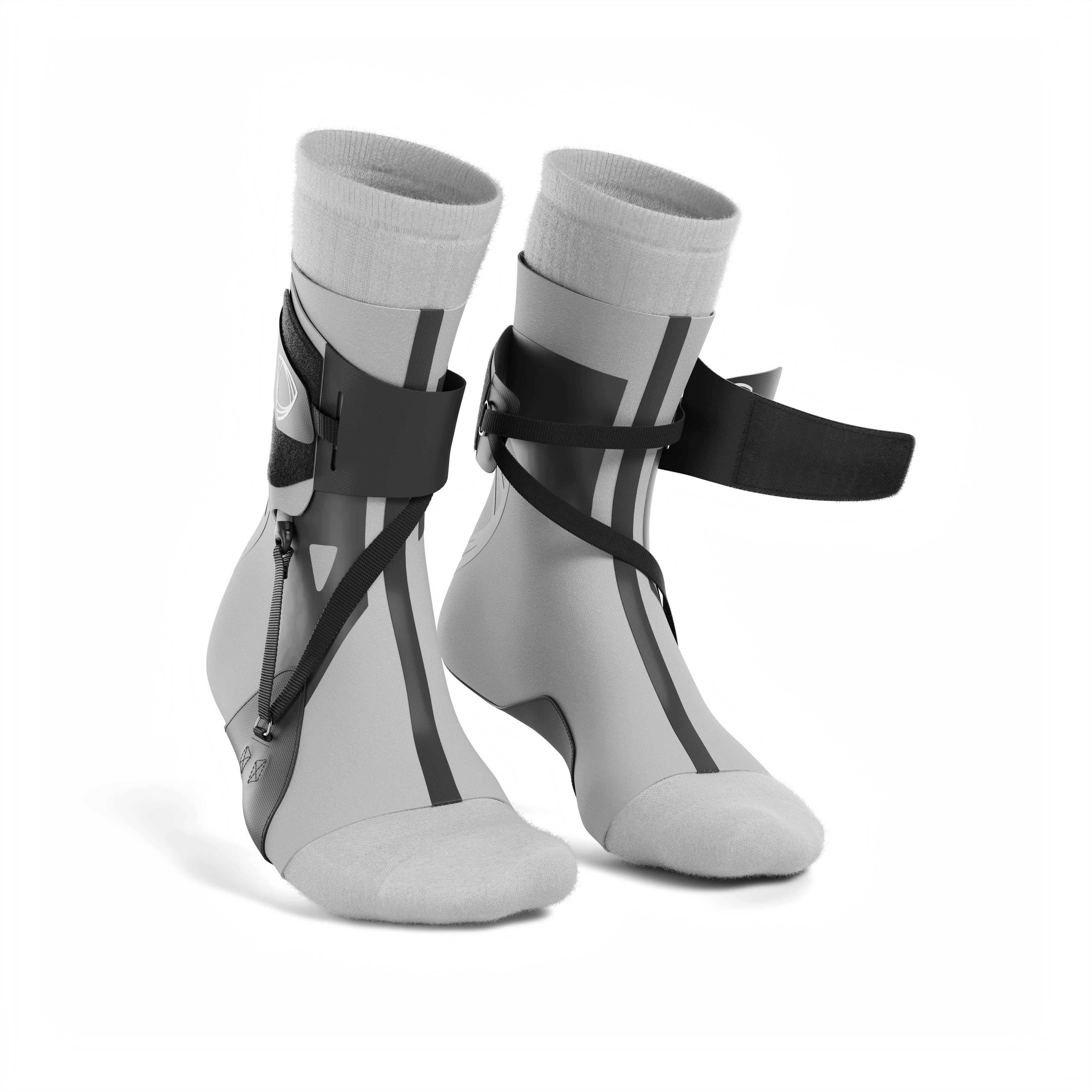 The BetterGuard 2.0 best ankle braces for all sports ankle support. Gray ankle braces. Adjustable strap. 3/4 view open.
