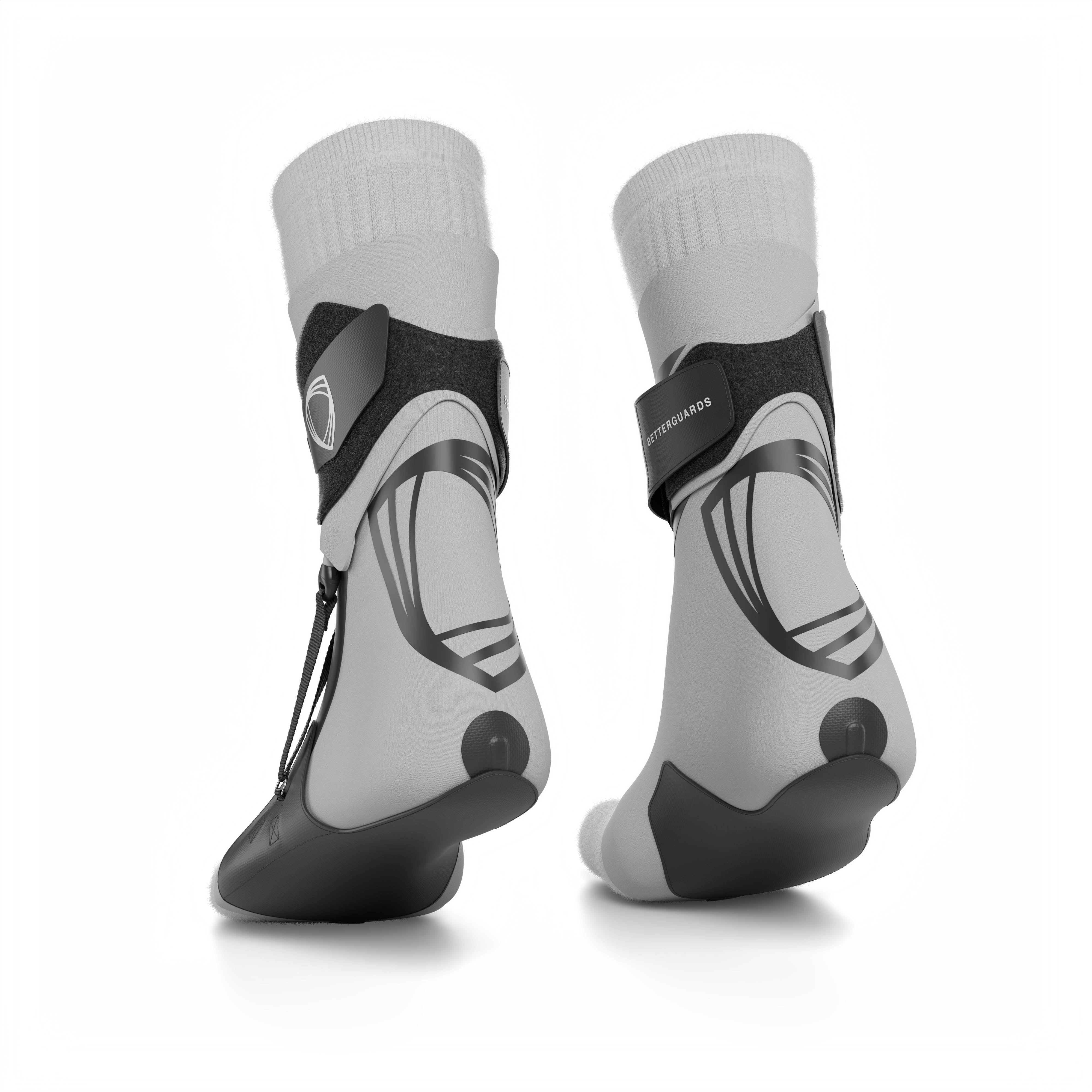 The BetterGuard 2.0 best ankle braces for all sports ankle support. Gray ankle braces. Back view.
