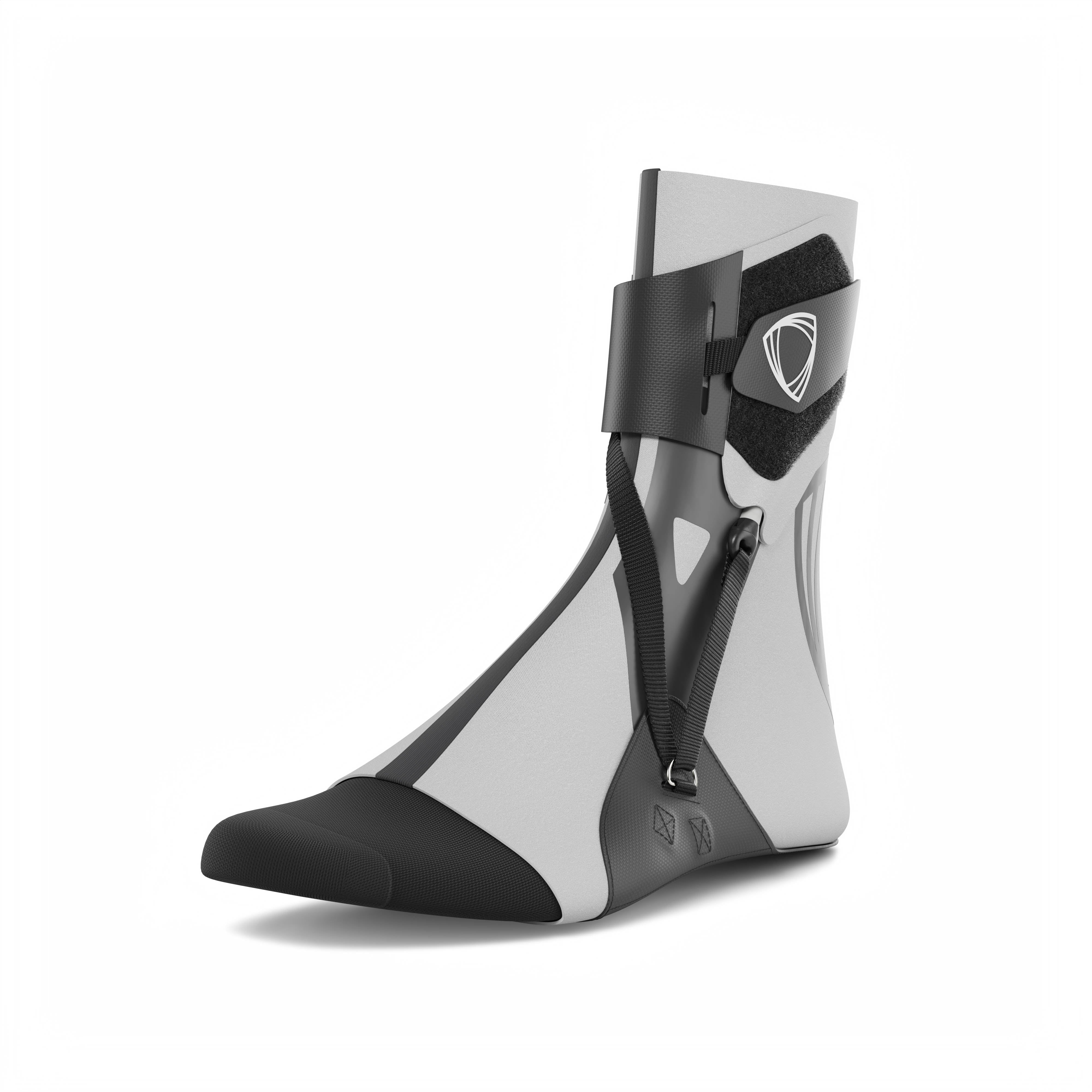 The BetterGuard 2.0 best ankle brace for all sports ankle support. Gray ankle brace. 3/4 view.