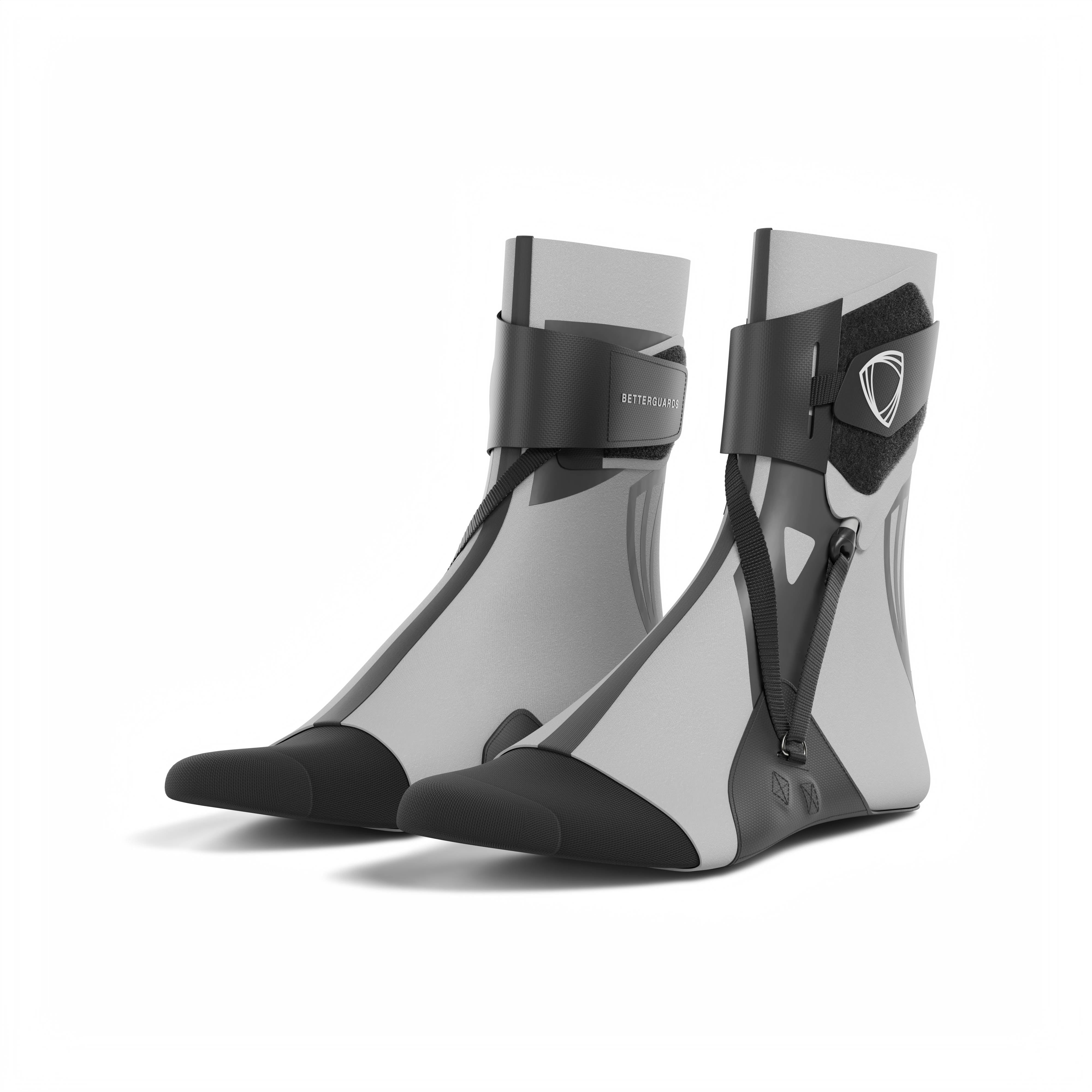 The BetterGuard 2.0 best ankle braces for all sports ankle support. Gray ankle braces. 3/4 view.