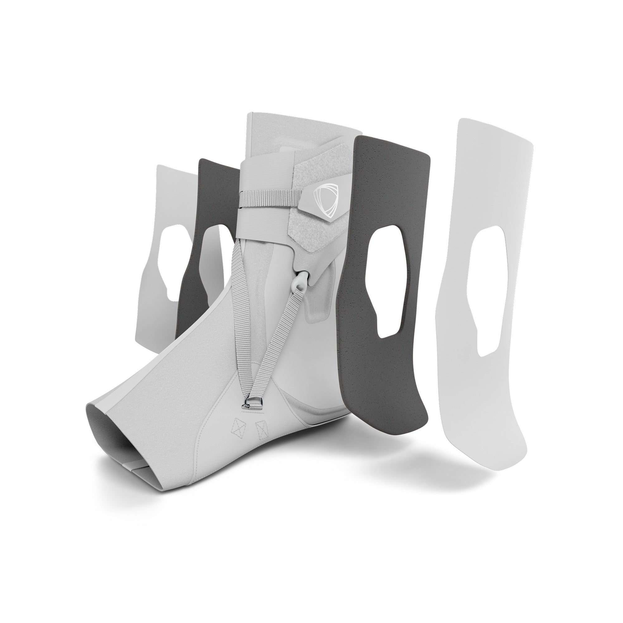 White ankle support with maximum lateral and medial ankle stability for sprained ankles