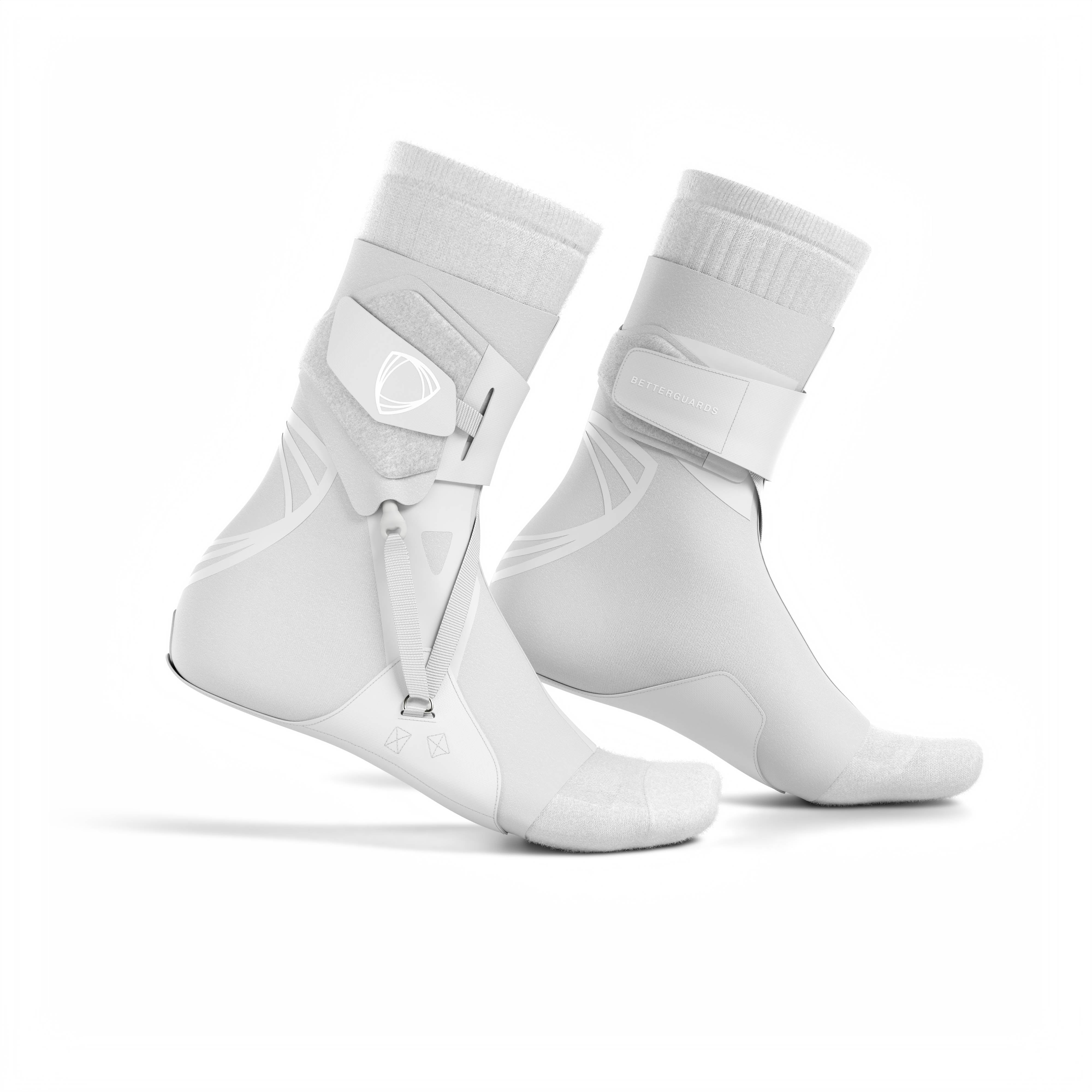 The BetterGuard 2.0 best ankle braces for all sports ankle support. White ankle braces. Side view. #color_white #farbe_white