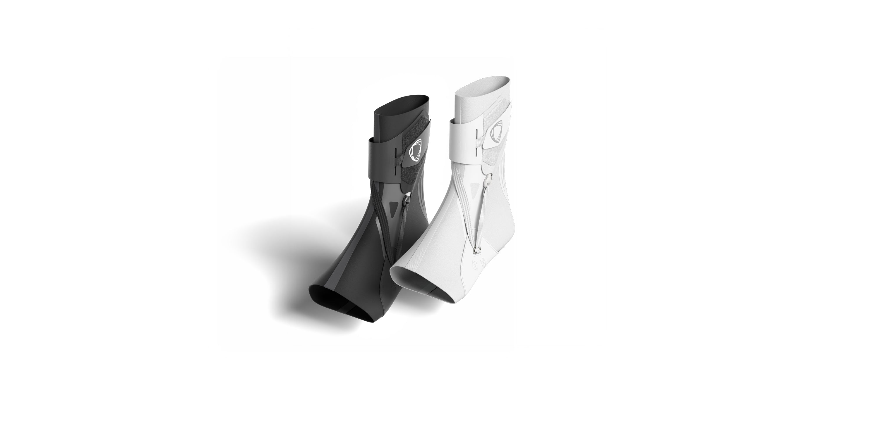 Black ankle support and white ankle support